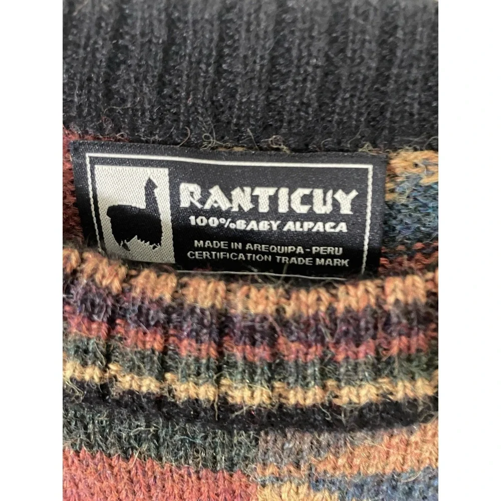 Vintage Men's Baby Alpaca Colorful Cosby Grandpa Sweater PERUVIAN Crewneck - Picture 3 of 7